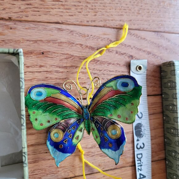 Cloisonne Butterfly Ornaments Lot of Four Butterflies Enamel on Brass - Picture 12 of 16
